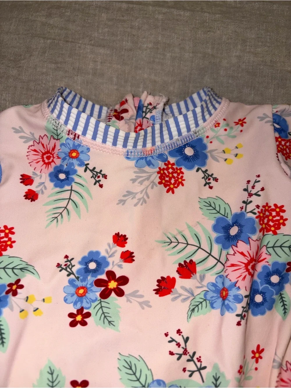Ruffle Butts Pink Floral Long-Sleeve One-Piece